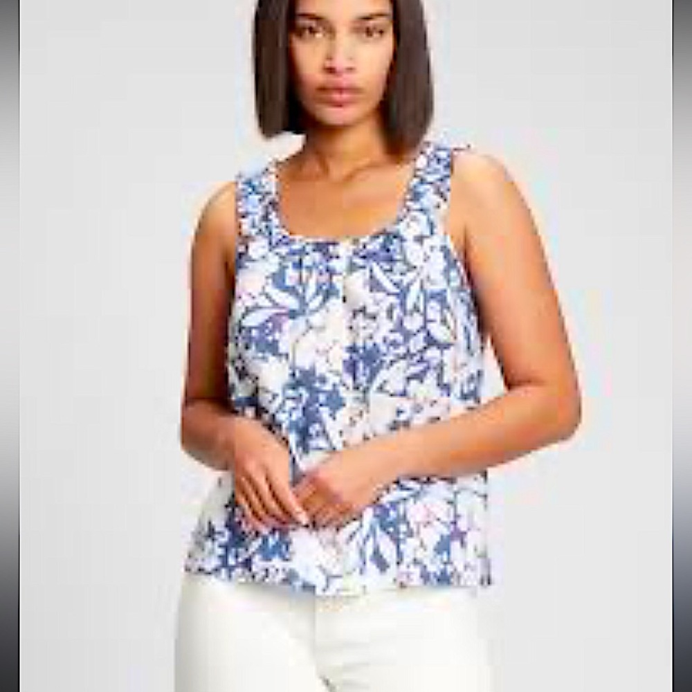 GAP Floral Tank Top in Blue and White